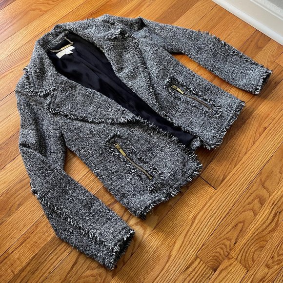 Michael Kors Tweed Open Front Blazer Size 2 - Picture 2 of 16